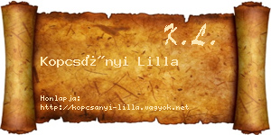 Kopcsányi Lilla névjegykártya