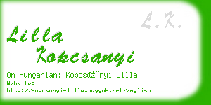 lilla kopcsanyi business card